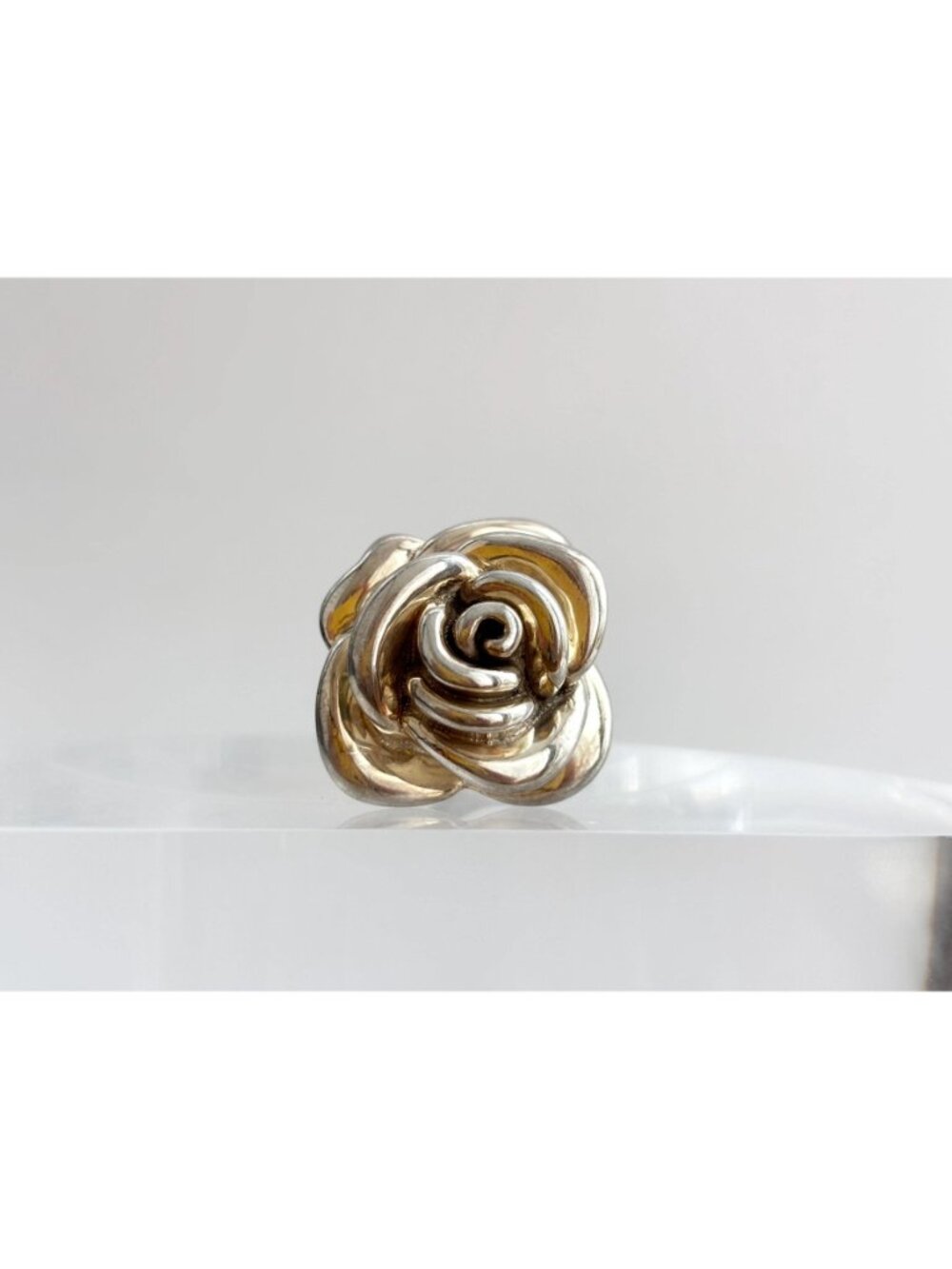 Blooming Rose Floral Beautiful Jumbo Sterling Silver 925 Vintage Ring - sz 7 - Picture 2 of 16
